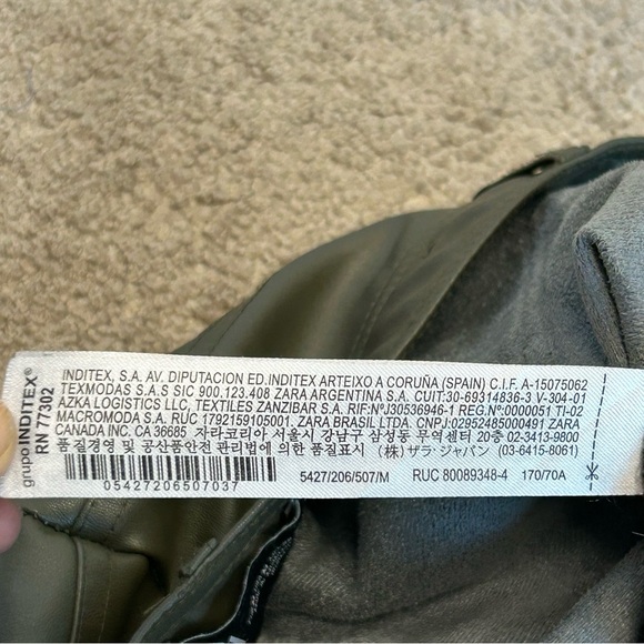 Zara olive khaki green faux leather high-rise leggings Sz M NWOT pleather vegan - Picture 13 of 17